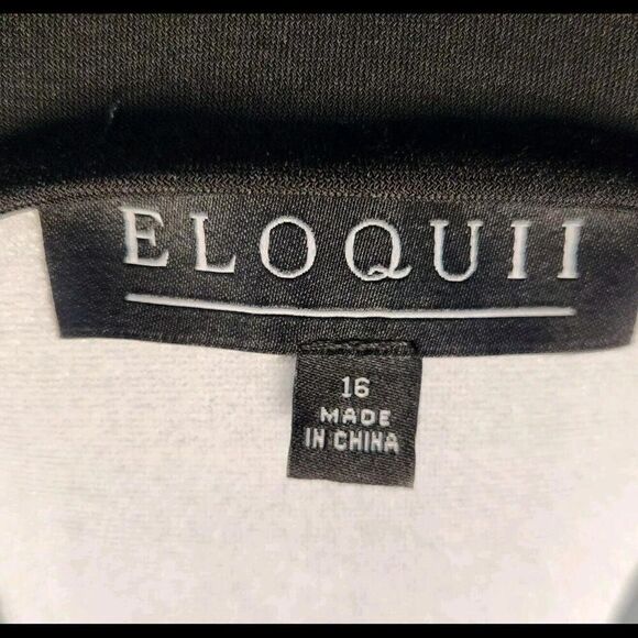 ELOQUII Women’s Size 16 Black Twist Front V-Neck Dress 3/4 Sleeve Casual - Picture 4 of 13